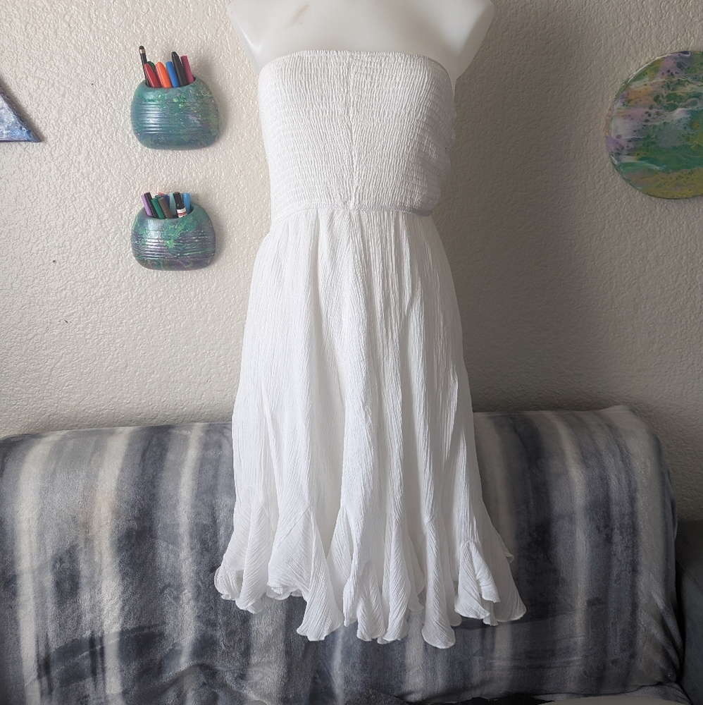 Strapless white dress